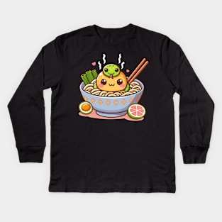 Cute Corn Snake And Ramen Kids Long Sleeve T-Shirt